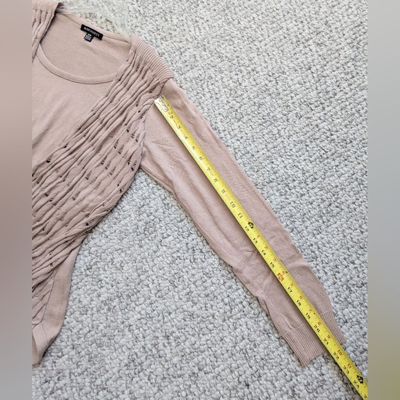 Parkhurst Women's (Size M) Tan Sweater with Faux-Shawl Accent & Rounded Back Hem - Picture 9 of 12